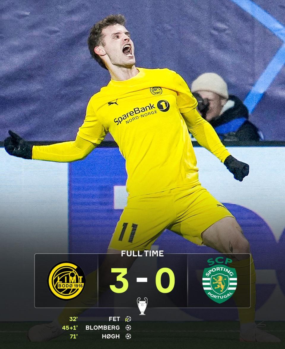 开云入口-一场3-0！让欧冠大黑马再创奇迹：博德闪耀3-0，双杀国米击败曼城